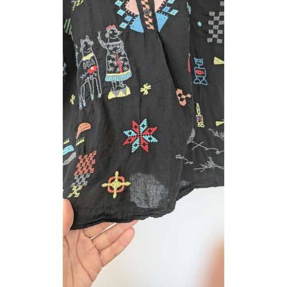 Johnny Was Pete Greta Seraphina Embroidered Top XS Boho Henley Artsy Colorful - Picture 4 of 9